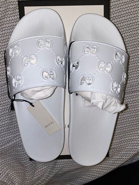 gucci slides white|gucci slides white women's.